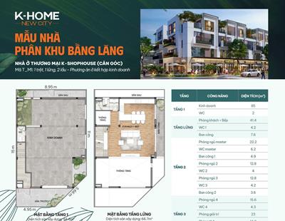 Mẫu thiết kế nhà tại Phân khu Bằng Lăng của Dự Án K-Home New City