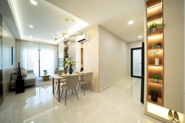 Căn hộ NOXH tại dự án K-Home New City được bàn giao với hệ nội thất chất lượng cao đến từ các thương hiệu uy tín như An Cường, Hảo Cảnh, Varmora Granito, J.Lilen…