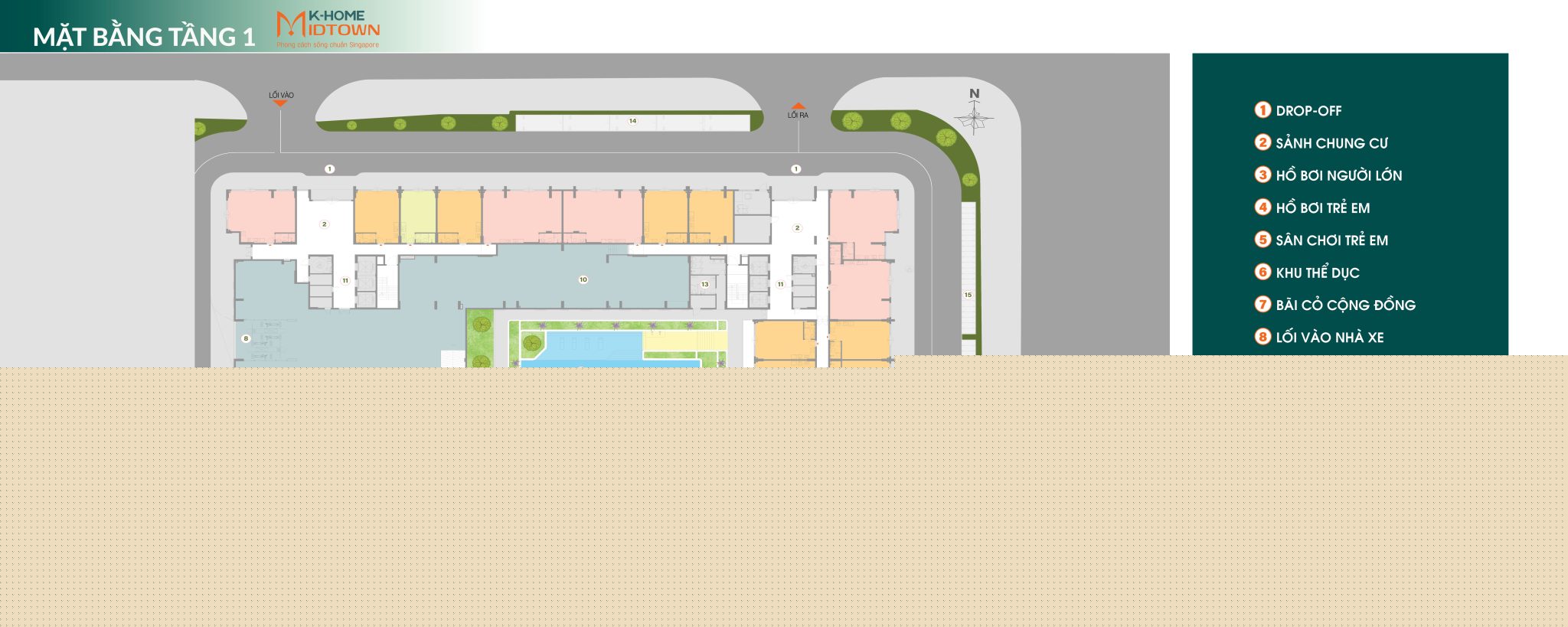 Phối cảnh Mặt bằng tầng 1 dự án K-Home Midtown