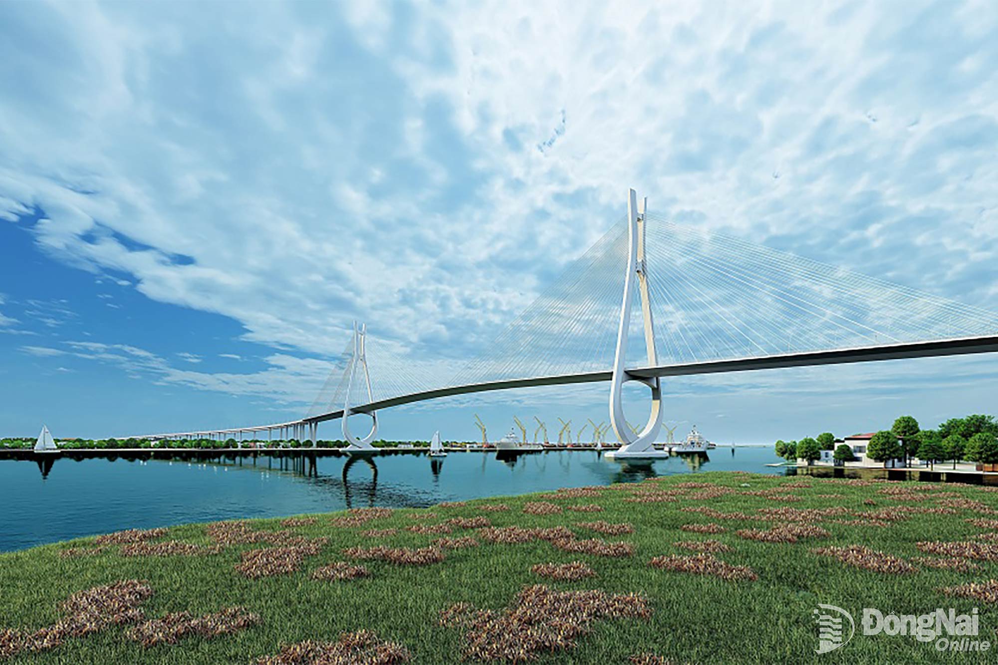 Cầu Phú Mỹ 2, cầu Cát Lái, cầu Long Hưng là các cầu kết nối tỉnh Đồng Nai với Thành phố Hồ Chí Minh. Ảnh: Phối cảnh cầu Cát Lái