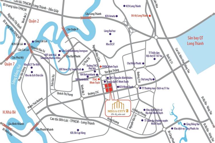 Vị trí dự án Mega City 2 Nhơn Trạch, Đồng Nai