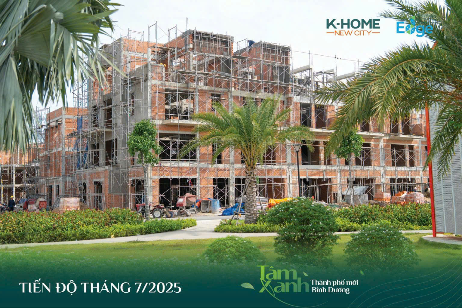 Tiến độ xây dựng các dãy nhà phố thương mại Shophouse T1 K-Home New City đường Lê Lai – Phân khu Bằng Lăng