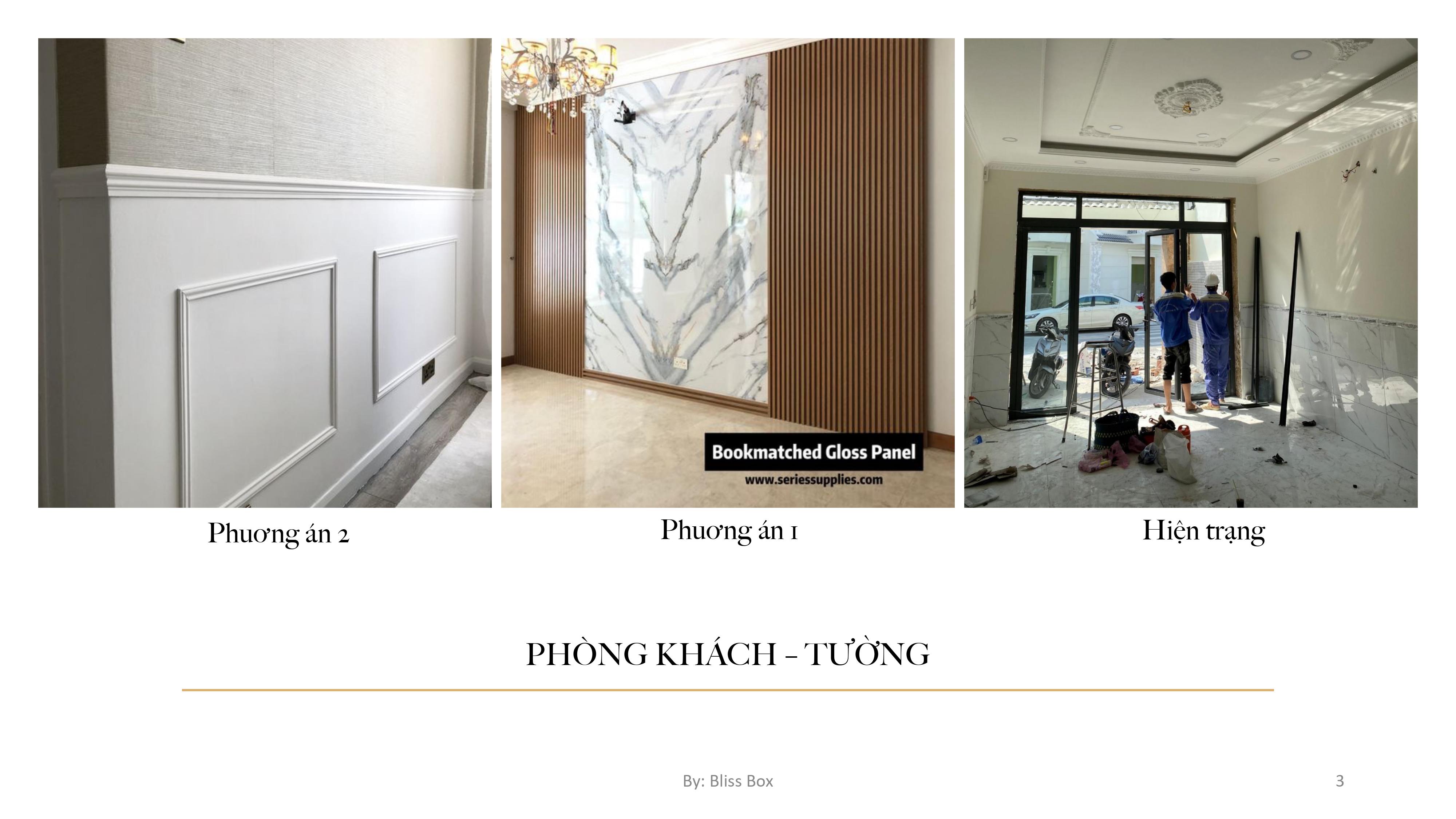 Phương án 1, 2, 3 tại Phòng Khách - Tường