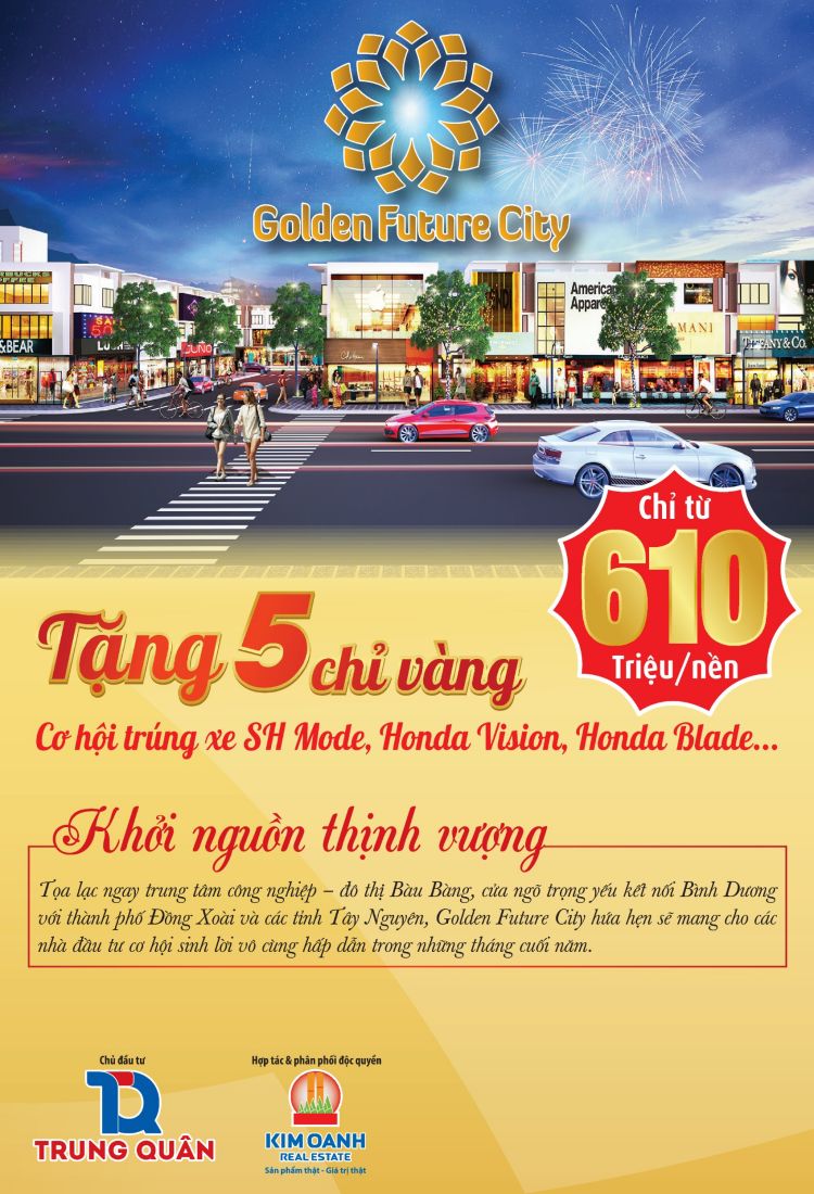 Golden Future City Bàu Bàng chính thức ra mặt thị trường bất động sản Bình Dương