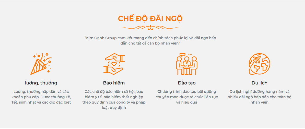 Chế độ đãi ngộ tại Công ty Kim Oanh