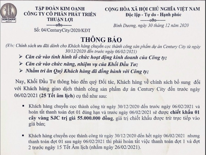 Chính sách mới của Công ty Kim Oanh: Áp dụng cho năm 2021